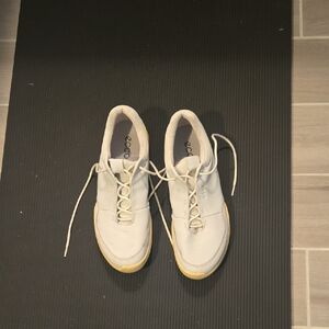 Ecco Men's White Athletic Sneakers with Light Tan Soles